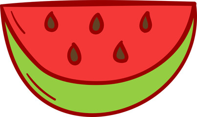 Watermelon hand drawn filled outline style