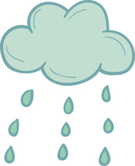 Weather cloud rainy hand drawn filled outline style