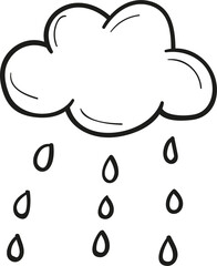 Weather cloud rainy hand drawn outline style