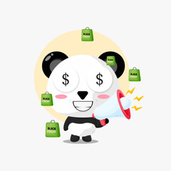 Cute panda with black friday discount illustration