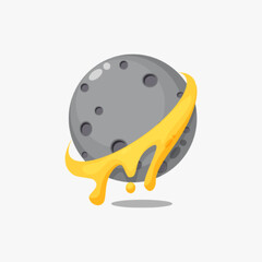 Moon with ring liquid icon illustration