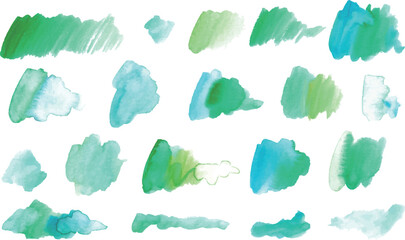 水彩風手描きのテクスチャーセット。滲んだ絵の具のベクターデータ。Watercolor style hand painted texture set. Vector data of blotched paint.