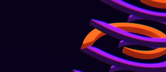 Abstract Waves Vibrant, good for web banner, poster, mobile application and branding promotion, futuristic 3D render background design blend of purple and orange colors.