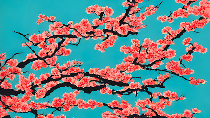 Obraz na płótnie Canvas Japanese cherry blossom background blooming in spring