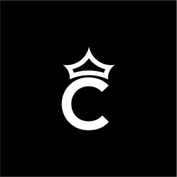 crown with letter c logo design