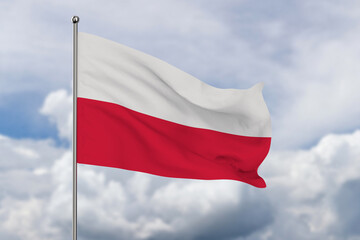 Fototapeta na wymiar Poland flag on sky background. 3D illustration