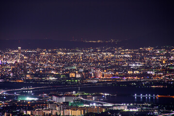 六甲山から大阪方面を望む夜景