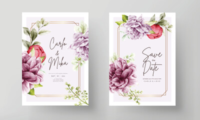 watercolor blooming floral wedding invitation template