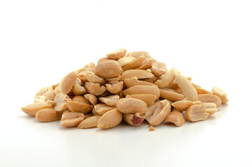 baked peanuts isolated on a white background