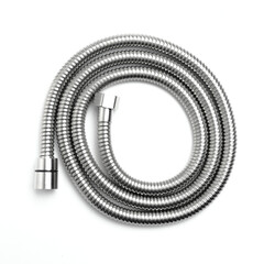 stainless shower hose isolated on white background