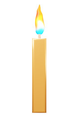 Birthday candles number 1 with burning flames. 3d rendering celebration symbol png