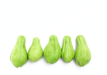 Sechium edule (Jacq.) Swartz. isolated on white background