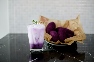 Sweet potato bread. Dessert with copy space.