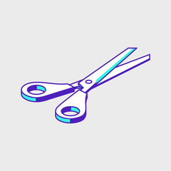 Scissors isometric vector icon illustration