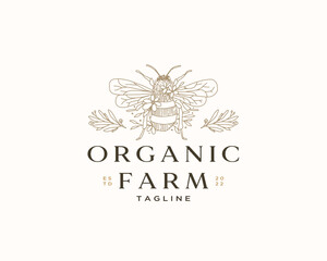 Honey Farm and Bee Logo Template