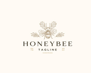 Honey Farm and Bee Logo Template