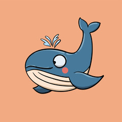 Cartoon whale illustration material design

