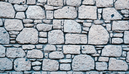 Age-old Blue Block Wall or Ceiling. Ancient Civilization Antique Brickwall surface Old Cement Stone Building Background