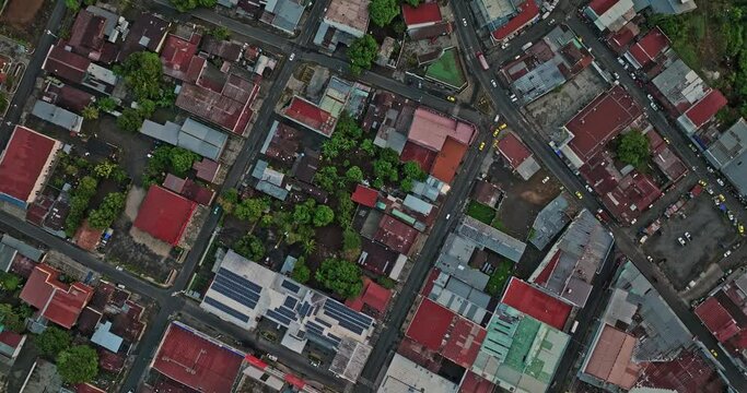 David Panama Aerial v16 vertical straight down view, drone flyover across doleguita and barrio el estudiante neighborhoods capturing downtown townscape - Shot with Mavic 3 Cine - April 2022