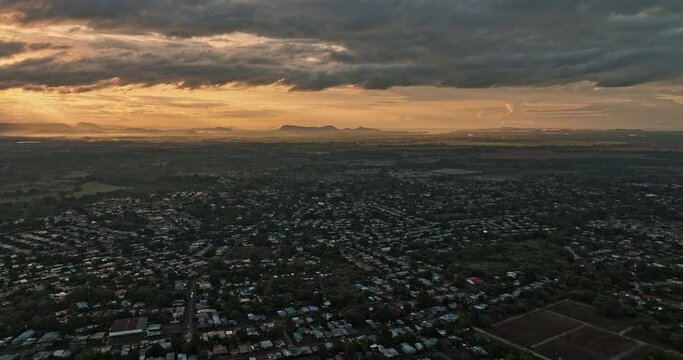 David Panama Aerial v14 cinematic drone flyover el vedado and nuevo vedado neighborhoods capturing beautiful and magical golden sunrise view - Shot with Mavic 3 Cine - April 2022