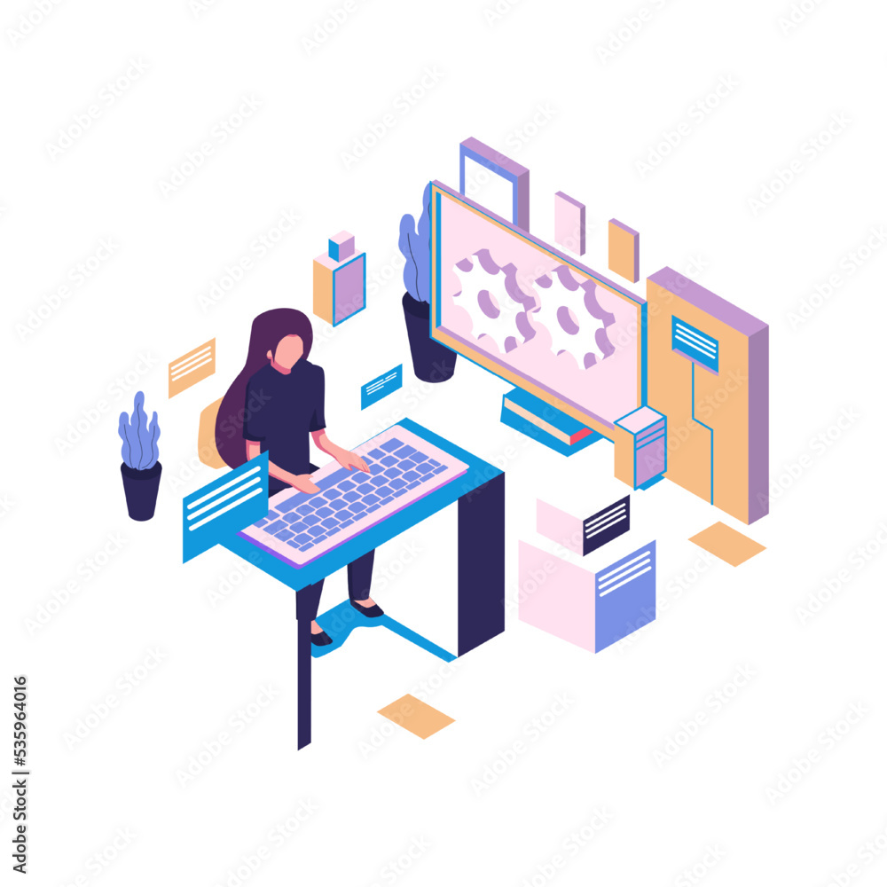 Poster advanced computer skills flat style illustration design