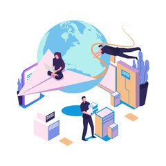 Achievement concept a company of people holding on to a thread from a paper plane