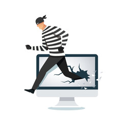 Hacker, thief hacking into a computer