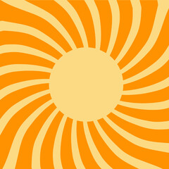 Retro Orange Sun Brust Horizontal
