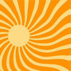 Retro Orange Sun Brust Horizontal