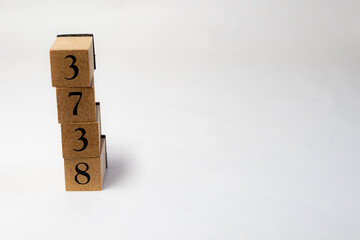 木ブロック　数字　Number　ナンバー　3738