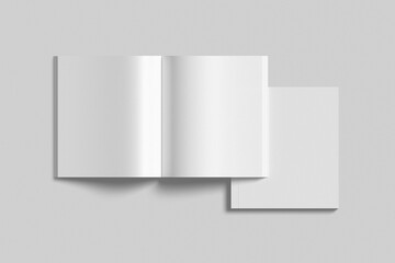 Square book, magazine, catalog, brochure mockup