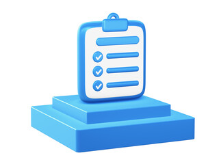 3d illustration icon of Checklist book with podium for UI UX web mobile apps social media ads designs