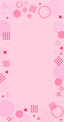 幾何学模様のお洒落な抽象背景フレーム　ピンク　縦