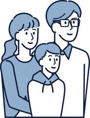 明るい笑顔の3人家族