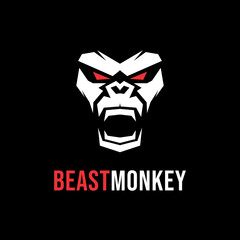 monkey anger vector illustration. animal ape gorilla ferocious face beast mascot tattoo template. © khezylicious
