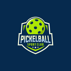 pickle ball sport graphic template. pickle ball game tournament in badge emblem patch label style.