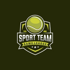 tennis ball vector graphic template. illustration of sport tournament in badge emblem style.