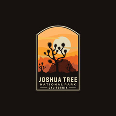 Joshua tree national park vector template. California landmark illustration in emblem patch style.