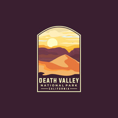 Obraz premium Death valley national park vector template. Tucson Arizona Nevada landmark illustration in emblem patch style.