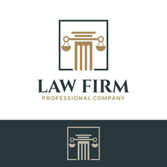 law firm legal vector template. justice graphic illustration in luxury style.