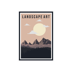 landscape minimal art illustration template. contemporary wall decor print poster graphic.