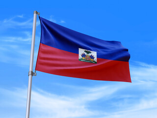 Naklejka premium Haiti flag waving in the wind