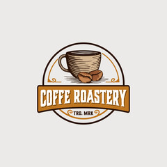 coffee vintage badge vector template. coffee drink graphic illustration in emblem style.