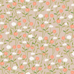 vintage blooming floral seamless pattern