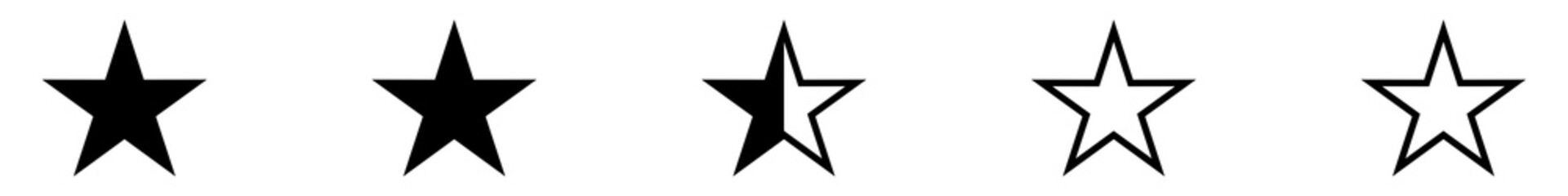 Five (5) Star Sign. Star Rating Icon Symbol for Pictogram, Apps, Website or Graphic Design Element. Format PNG