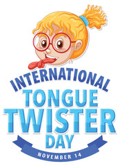 International tongue twister day logo design