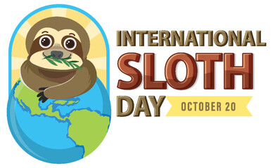 International sloth day banner concept vector