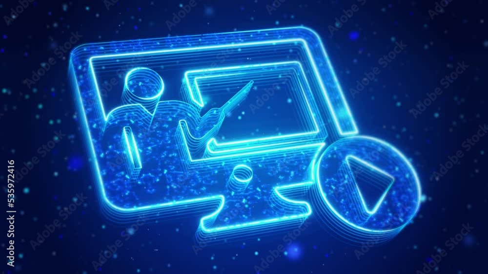 Poster e-learning digital technology virtual screen hud hologram hi tech loop concept. e-learning education