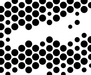 Abstract halfton background. A wave of black dots on a white background. The pattern is chaotic