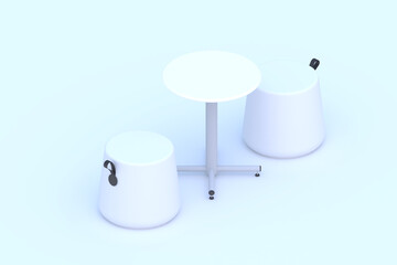 3D round table seating rendering